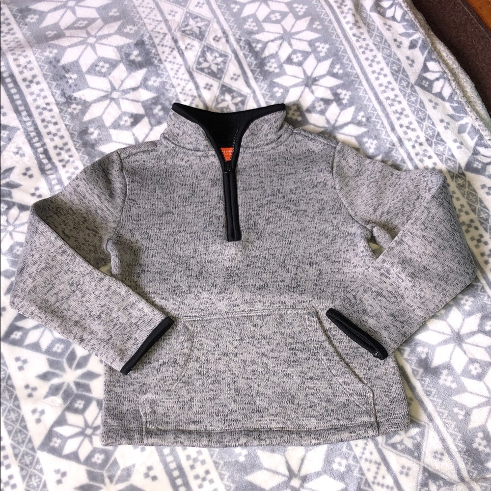 Joe Fresh Heather Gray Quarter-Zip fleece Pullover with Black Trim